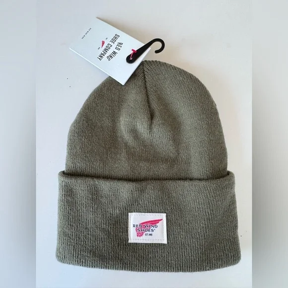 logo knit red wing shoes beanie